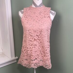 Rose & Olive blush Pink Lace Sleeveless Blouse large